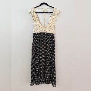Kimchi Blue Cream and Black Polka Dot Maxi Dress